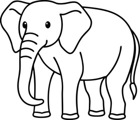 Outlined Cartoon Elephant Illustration for Coloring or Educational Materials

