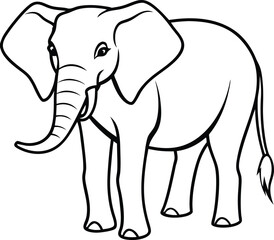 Outlined Cartoon Elephant Illustration for Coloring or Educational Materials

