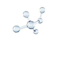 A translucent molecular structure with bonds connecting multiple atoms. The atoms are represented by spheres and the bonds as cylinders, creating a 3D model of a molecule.