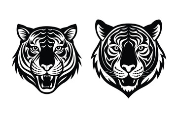 Fototapeta premium Tiger Head Logo Design Fierce Tiger Head Illustration Wild Tiger Face Artwork Roaring Tiger Head Graphic