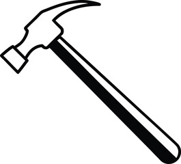 Claw hammer outline tool icon on transparent background for construction or repair work