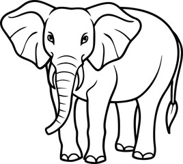 Outlined Cartoon Elephant Illustration for Coloring or Educational Materials

