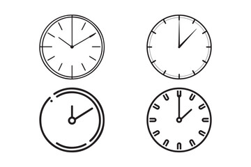 Clock Icon Set Minimal Analog Watch Face Vector Designs