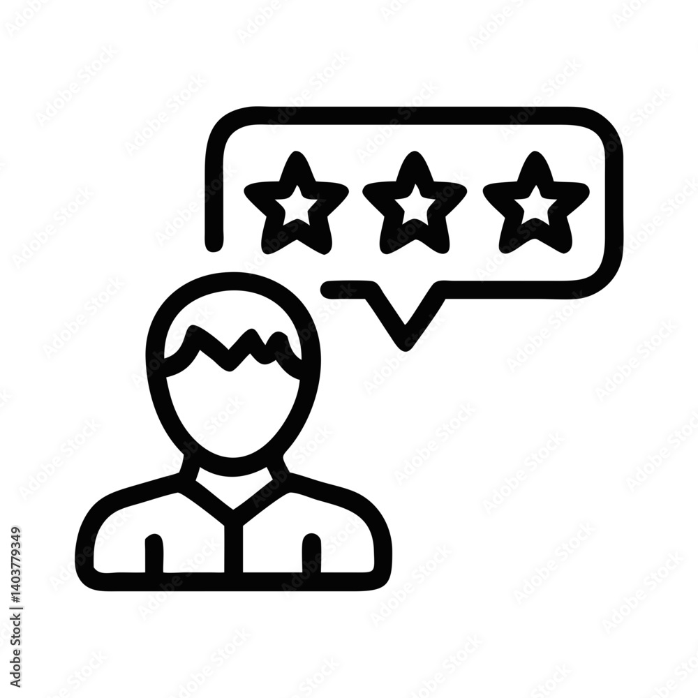 Aufkleber Person with Stars Icon Representing Customer Feedback and User Rating Experience
