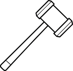 Hammer Icon, Black Outline on Transparent Background, Wood Handle, Justice Symbol