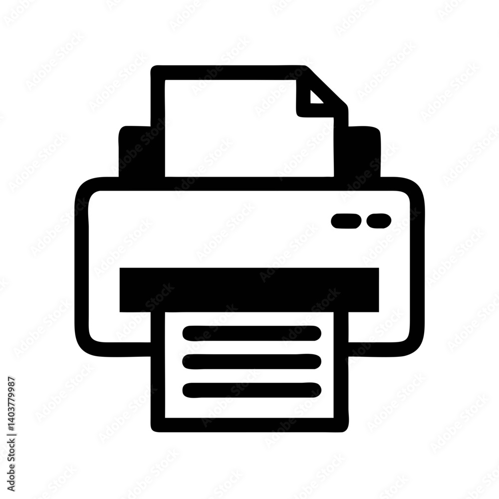 Fototapete Printer Icon Representing Print Document or Output Device Function