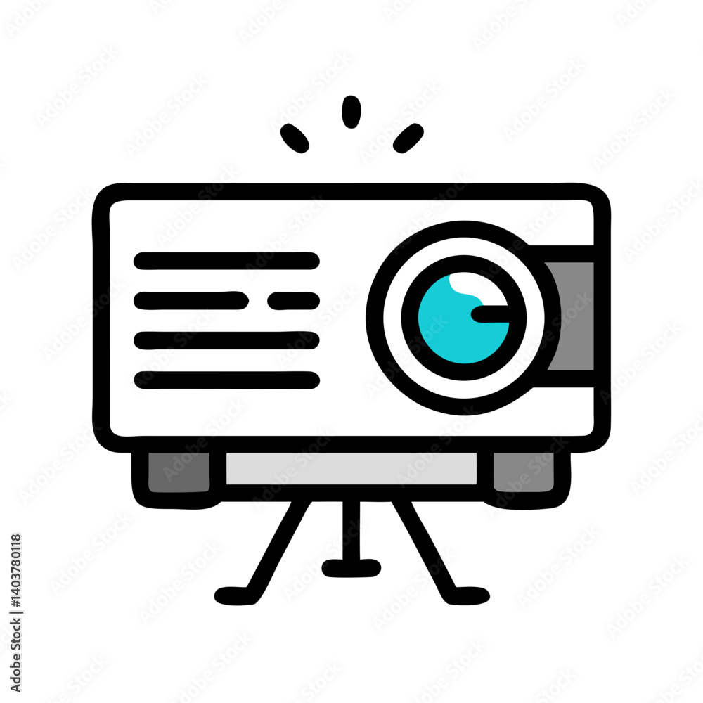 Poster projector icon representing film projection and visual media display