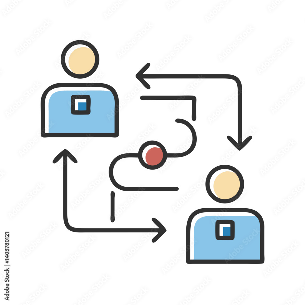 Aufkleber Process Flow Diagram Icon Representing Communication and Information Transfer
