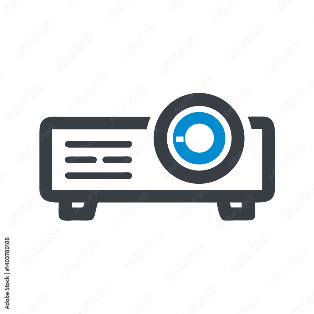 Poster projector icon representing film projection and visual media display
