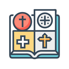 Obraz premium Religious Text Icon Representing Theology or Religious Study and Sacred Scriptures