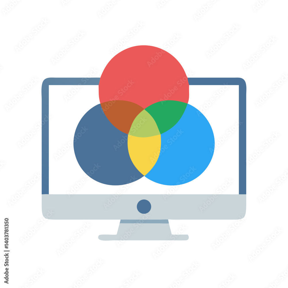 Poster RGB Color Model Icon Representing Digital Color Mixing and Screen Display Technology

