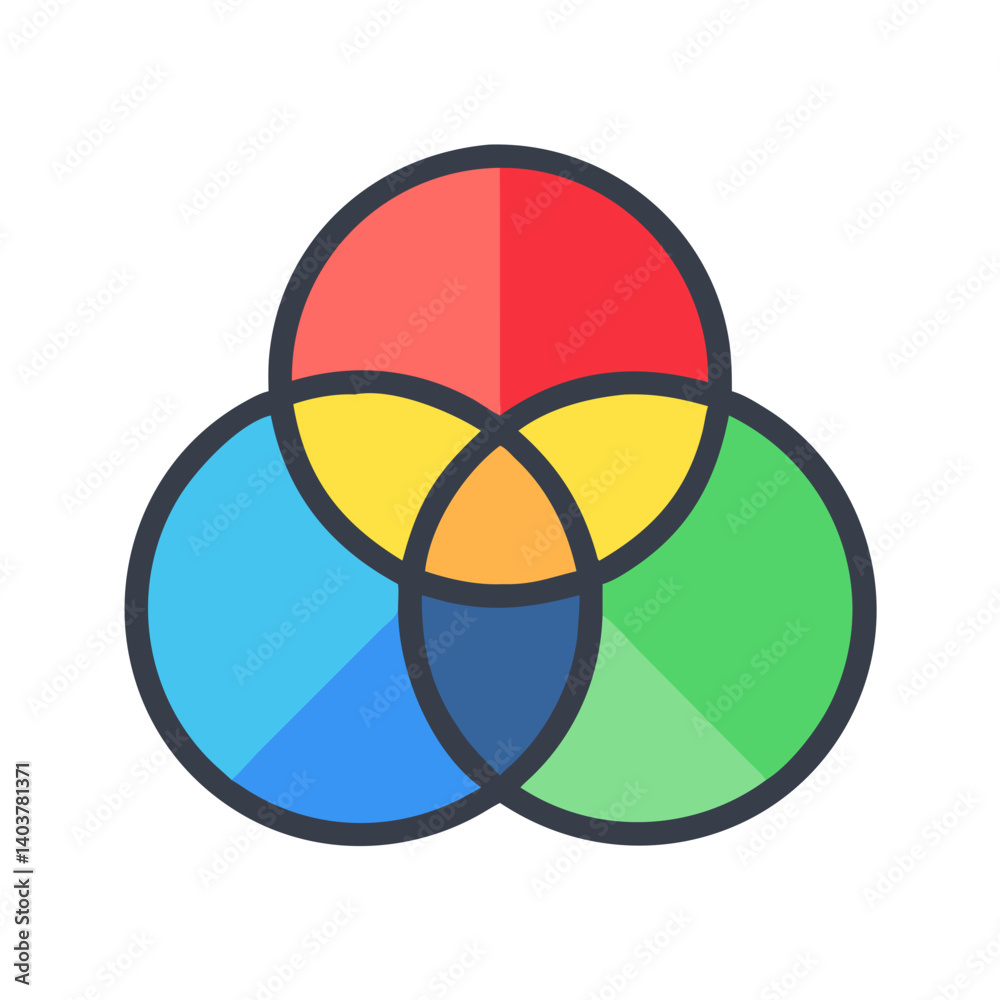 Fototapete RGB Color Model Icon Representing Digital Color Mixing and Screen Display Technology

