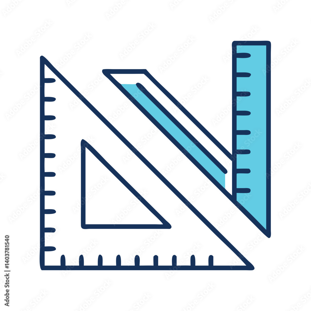 Poster Ruler and Triangle Icon Representing Precision and Geometric Measurement Tools