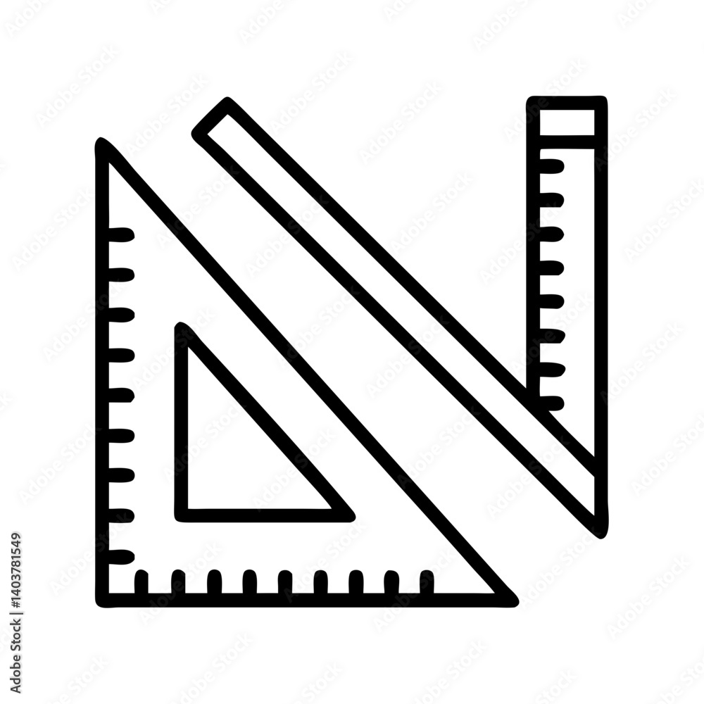 Poster Ruler and Triangle Icon Representing Precision and Geometric Measurement Tools