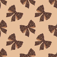 Seamless pattern with leopard print bows.