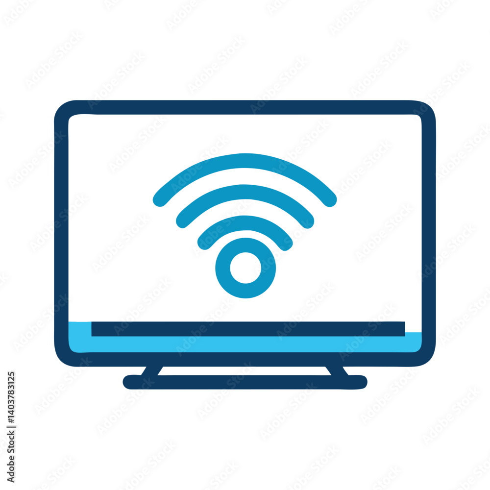 Poster smart tv with signal icon representing streaming and media content