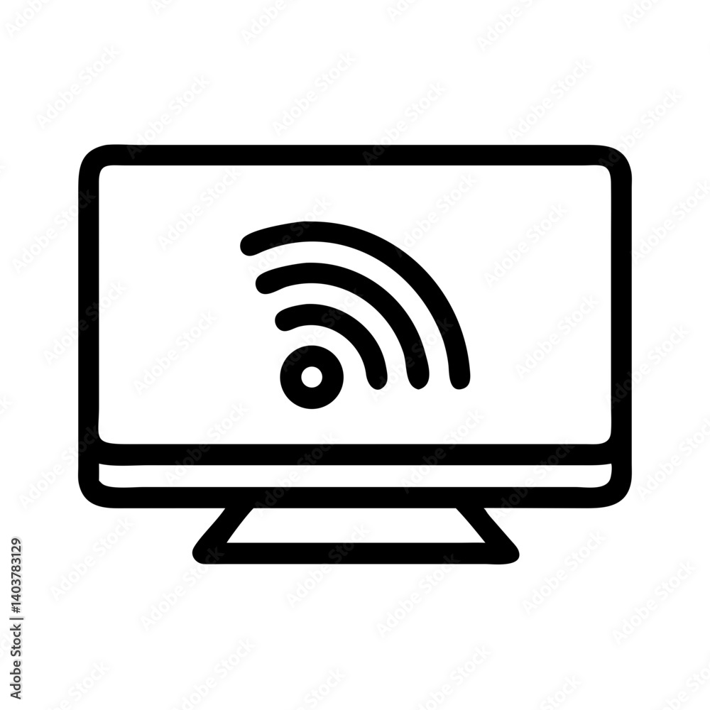 Poster smart tv with signal icon representing streaming and media content