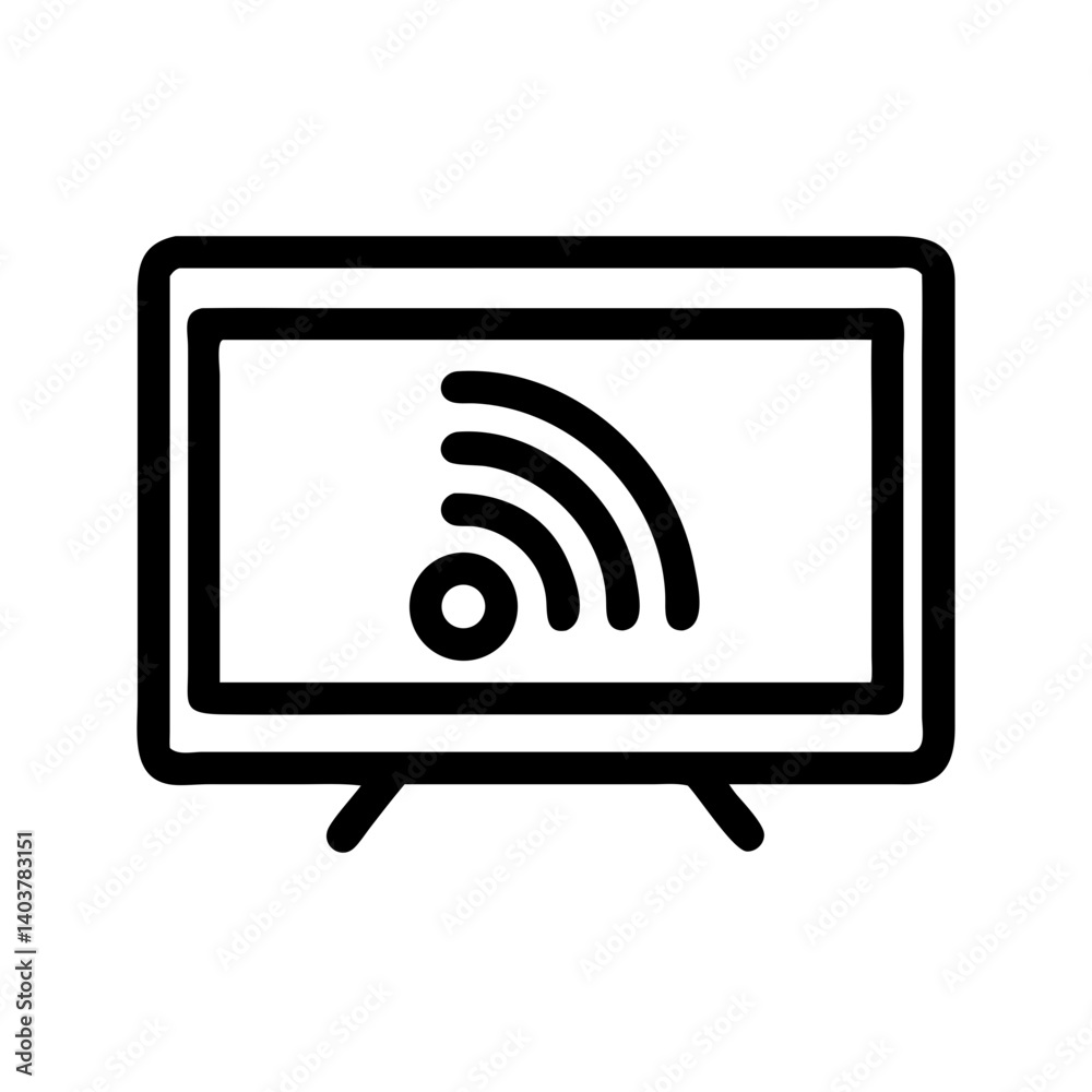 Poster smart tv with signal icon representing streaming and media content