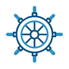 Obraz premium Steering Wheel Icon Representing Nautical Navigation and Maritime Travel