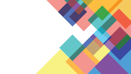 Bright abstract background with layered colorful rectangles and transparent shapes ideal for digital art posters banners or creative graphic design projects