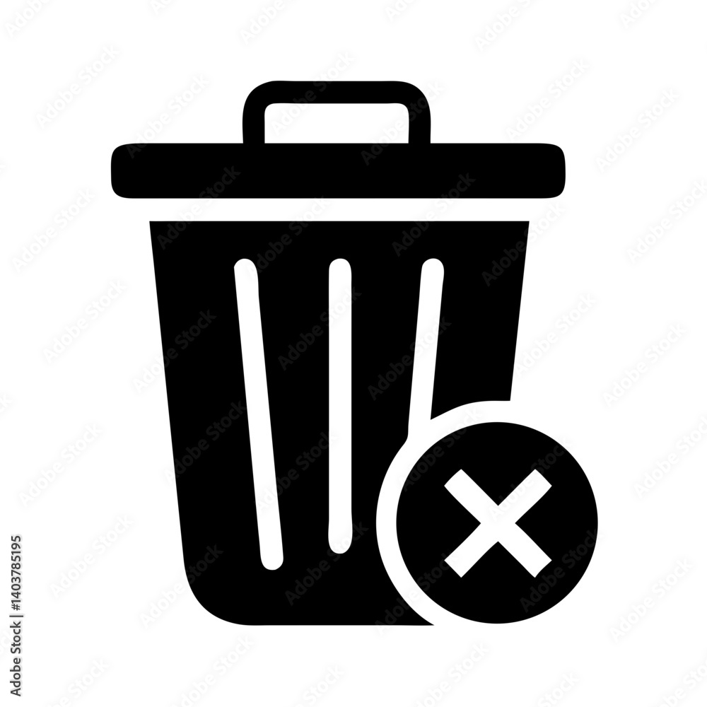 Poster Trash Can Icon Representing Delete and Remove Action