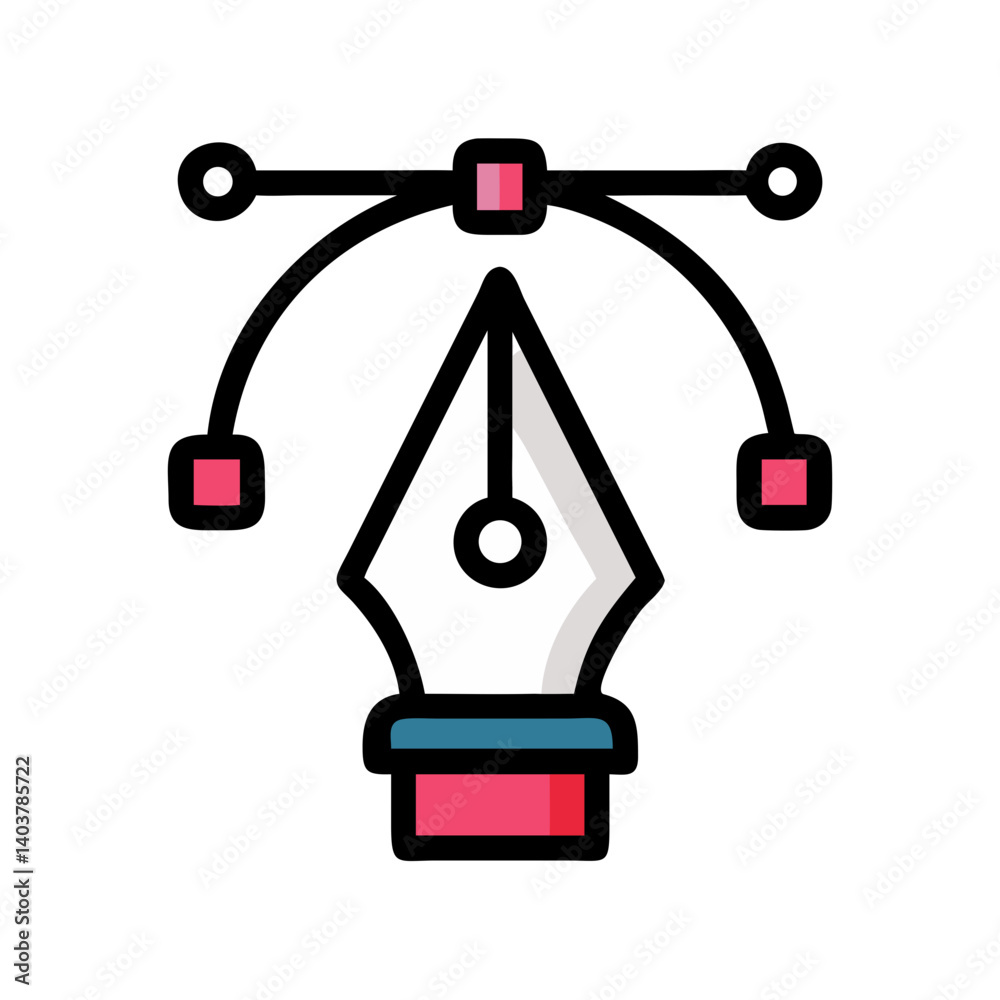 Poster vector pen tool icon representing graphic design and digital illustration