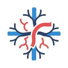 Vein and Artery Network Icon Representing Circulatory System and Blood Flow