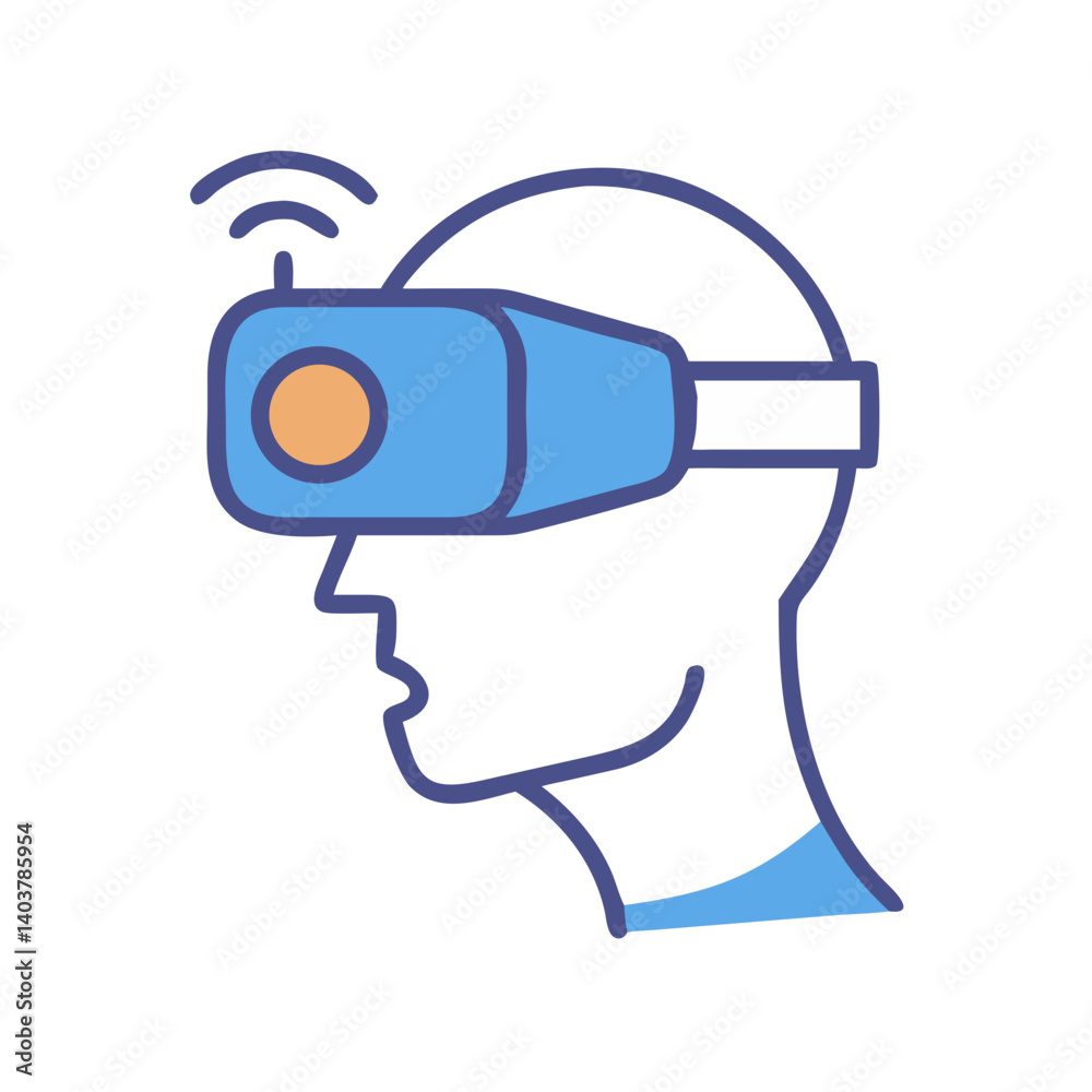Poster virtual reality headset icon representing immersive technology and digital simulation