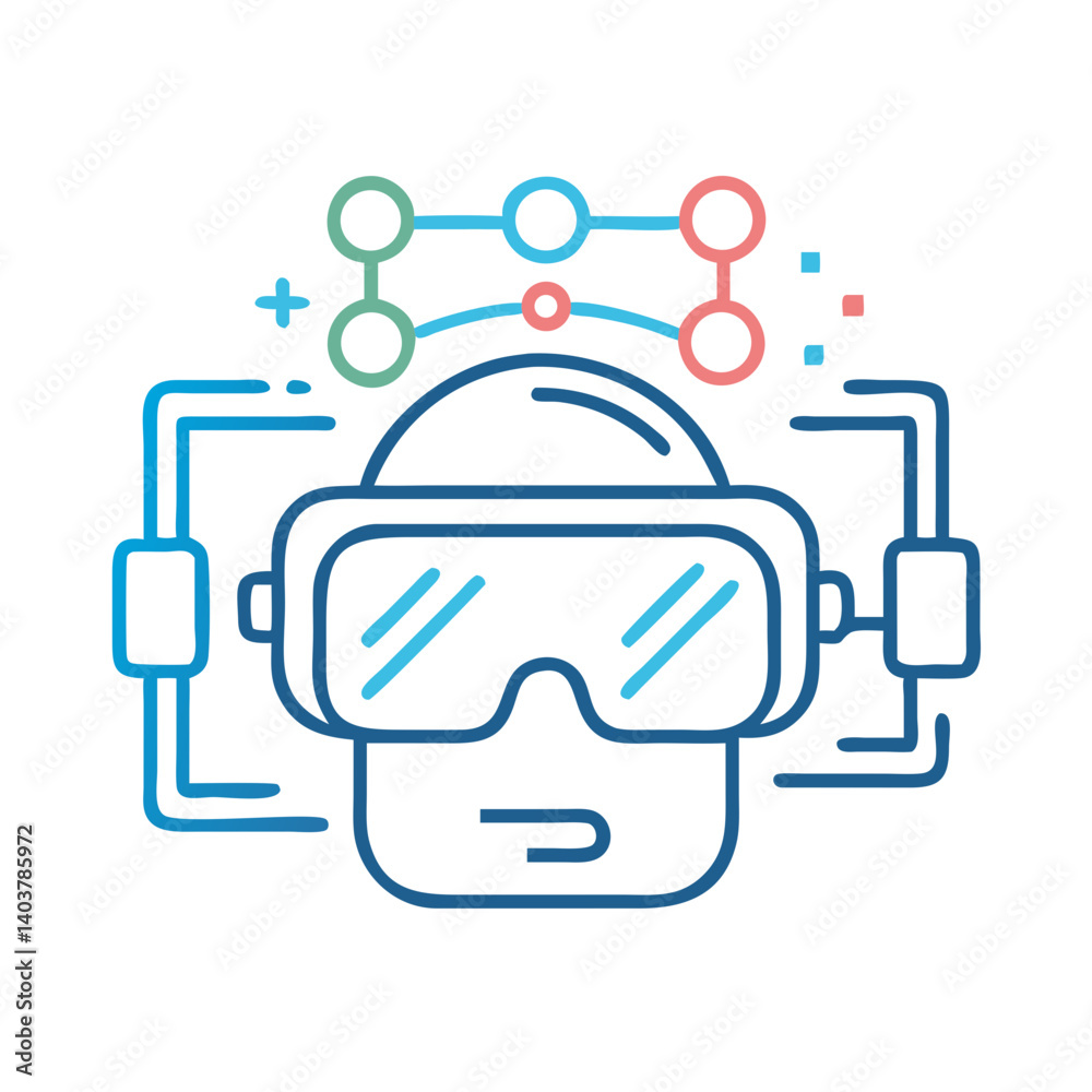 Aufkleber virtual reality headset icon representing immersive technology and digital simulation