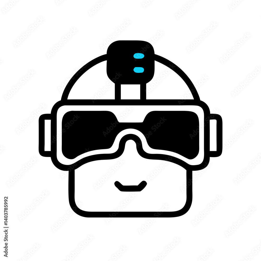 Poster Virtual Reality Headset Icon Representing Immersive Technology and Digital Simulation