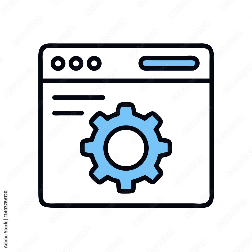 Poster Web Browser with Gear Icon Representing Online Settings and Internet Configuration