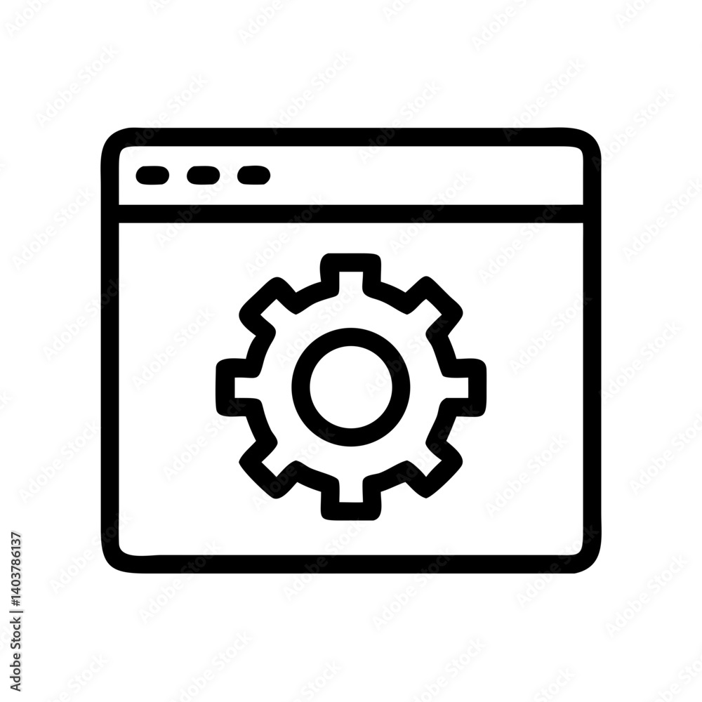 Poster Web Browser with Gear Icon Representing Online Settings and Internet Configuration