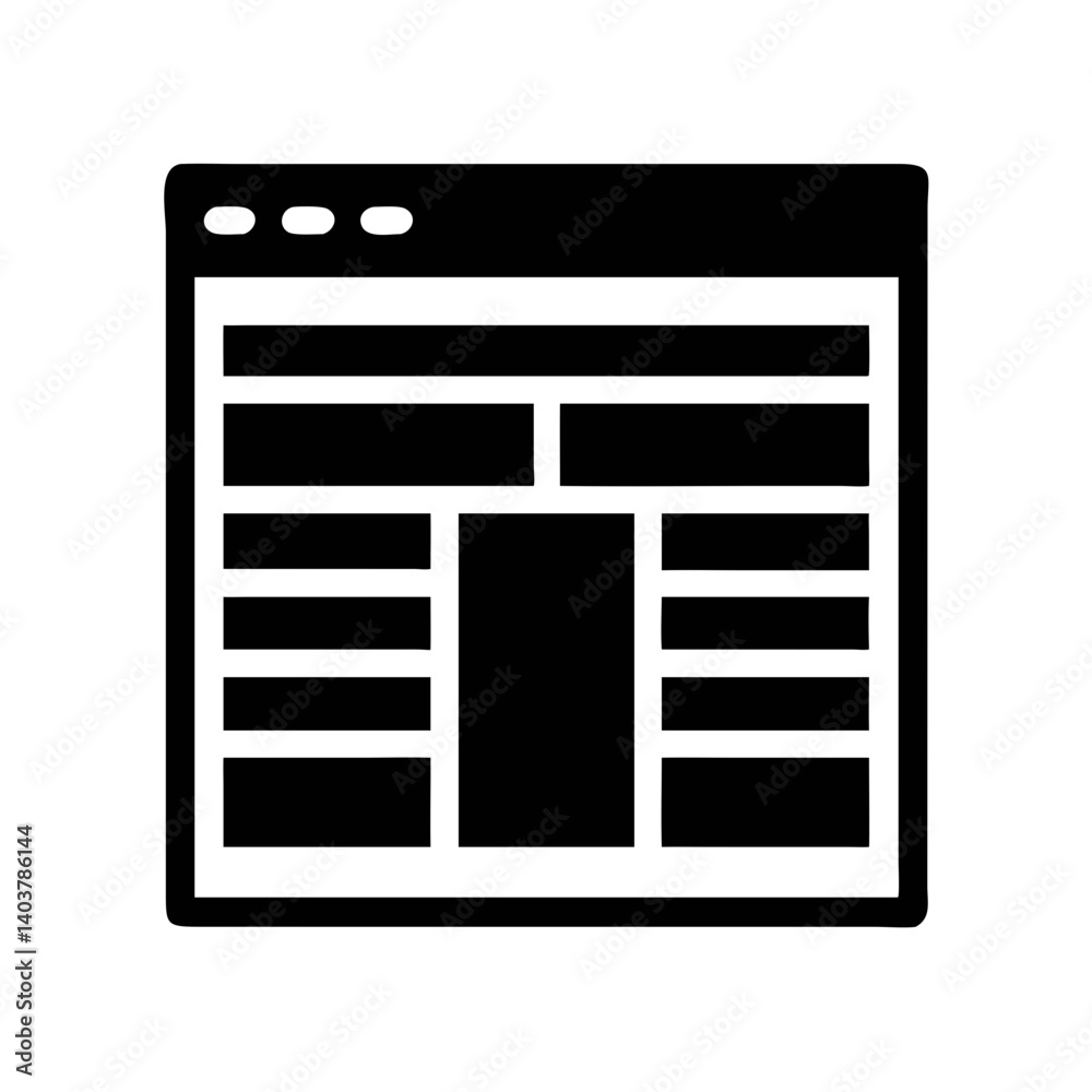Poster Webpage Layout Grid Icon Representing UI Wireframe and Design Planning