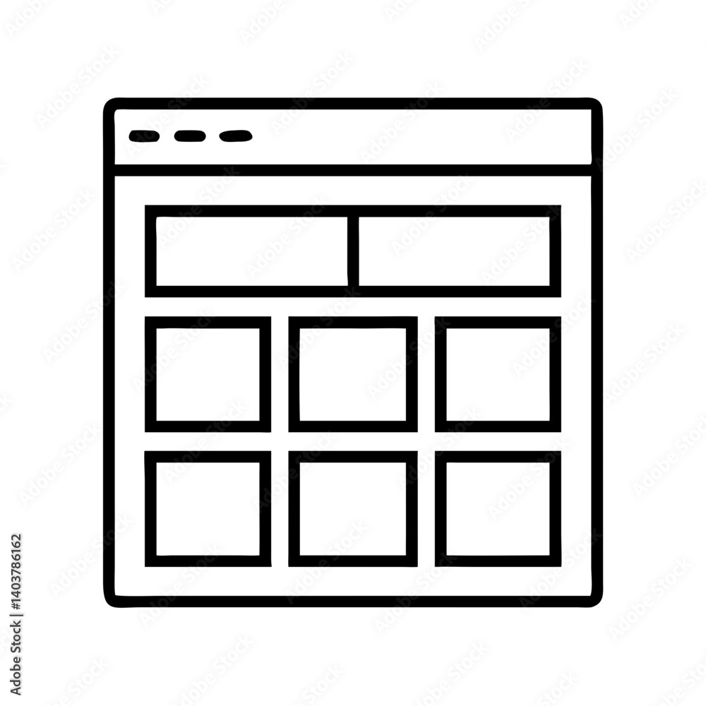 Poster Webpage Layout Grid Icon Representing UI Wireframe and Design Planning