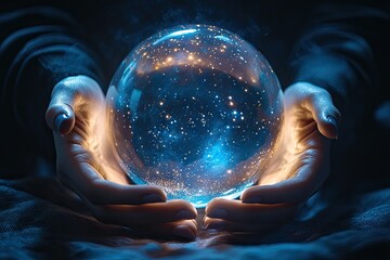 Crystal ball held in hands (2)