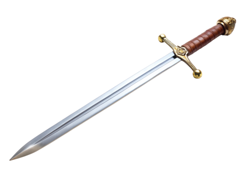 Historical medieval sword with traditional craftsmanship, featuring a dual edged blade and elegant handle