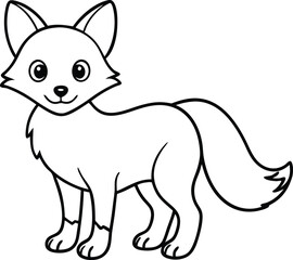 Line Art Illustration of a Standing Fox with Calm Expression

