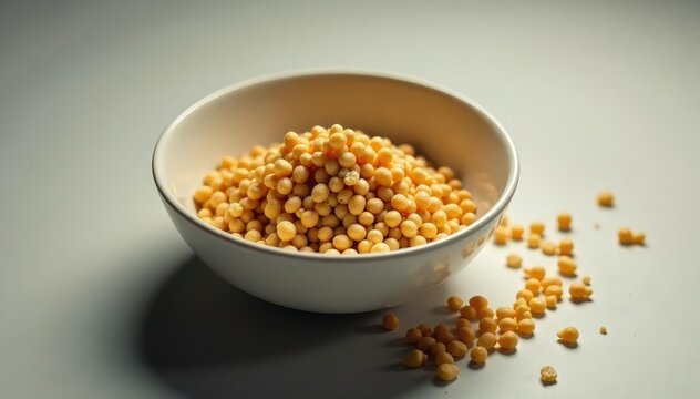 Empty bowl with scattered grains, digital timer displaying fast duration, minimal, lifestyle