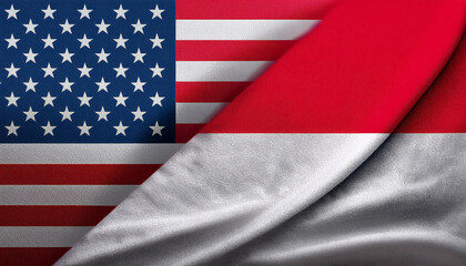 USA and Indonesian flag together