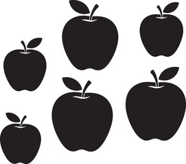 Apple Silhouettes: Elegant black apple silhouettes on display, perfect for representing health and organic freshness.