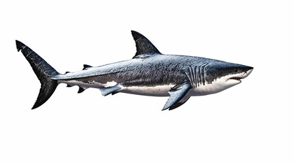 Fototapeta premium Large White Shark Against White Background