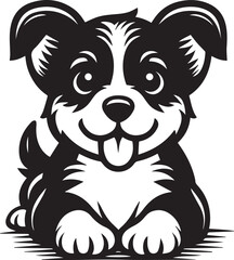 Black & White Puppy Dog Vector