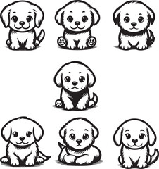 Obraz premium Black & White Puppy Dog Vector
