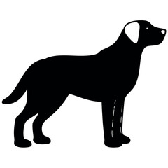 Vector silhouette of a dog, Dog illustration, Dog art, Dog drawing, Pet Animal Silhouette.