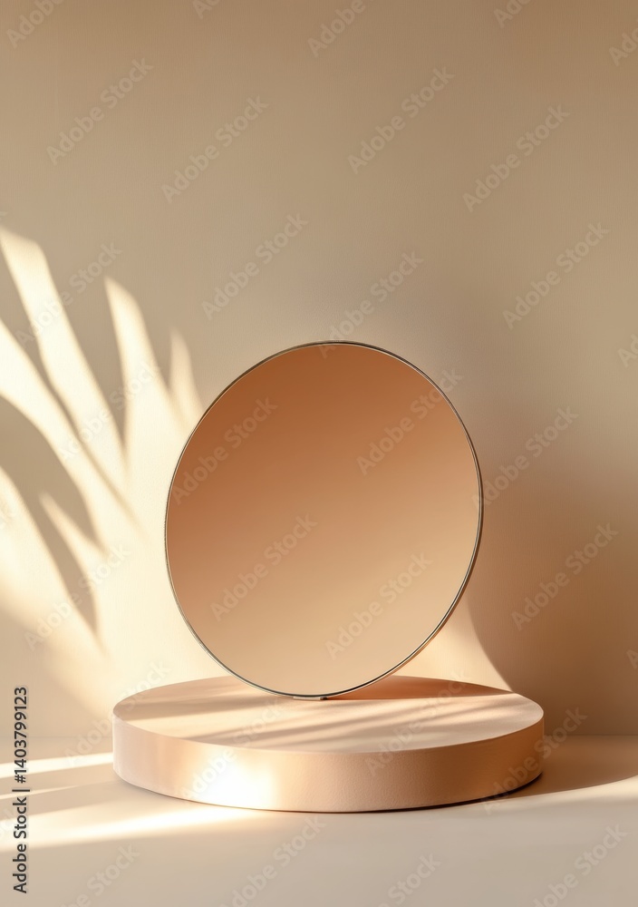 Poster modern minimalist design featuring a curved metallic object against a soft peach background in an ar