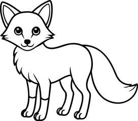 Line Art Illustration of a Standing Fox with Calm Expression

