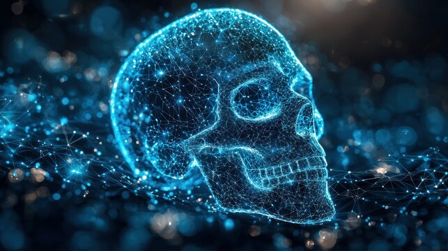Digital Skull: A Glowing Cybernetic Cranium