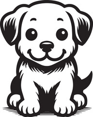 Black & White Puppy Dog Vector