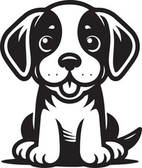 Black & White Puppy Dog Vector