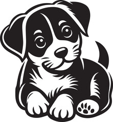 Black & White Puppy Dog Vector